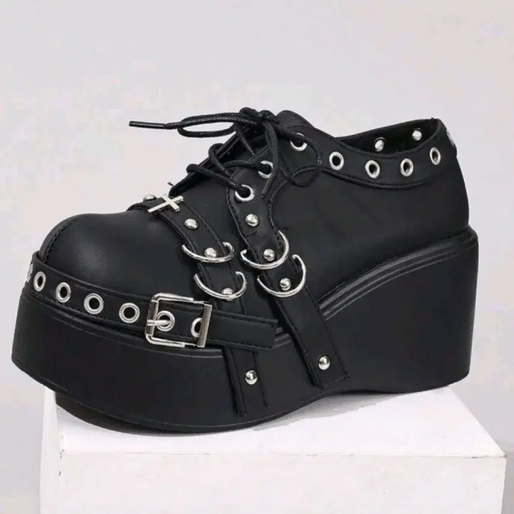 [BUNJANG] Gothic Punk Rock Chic Platform Heels (Size 39) / 고딕 펑크 락시크 양산형 지뢰계 통굽 39사이즈 240~245
