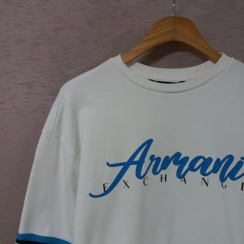 [BUNJANG] Armani Exchange Mesh White Print T-shirt / B4-29/아르마니익스체인지 망사배색 화이트 프린트 티셔츠