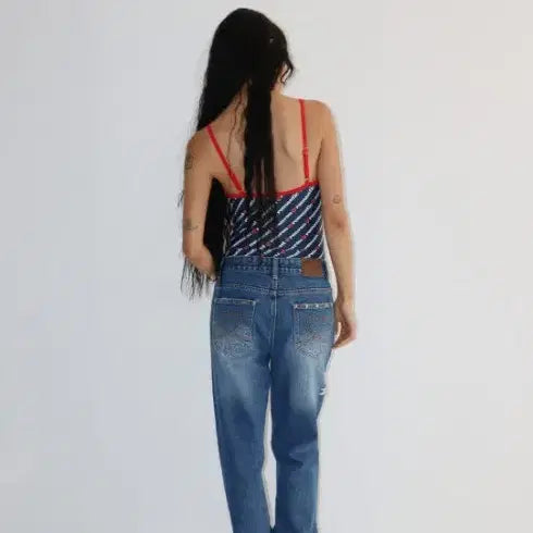 [BUNJANG] Ronron Heart Stud Bootcut Denim S Size / 론론 Heart stud bootscut denim 사이즈S 새상품