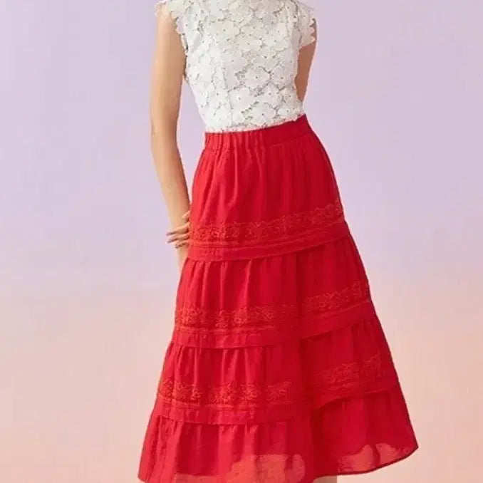 [BUNJANG] Anna Sui Embroidered Skirt - Navy/Red - 66 Size / (새상품)안나수이 자수 스커트66