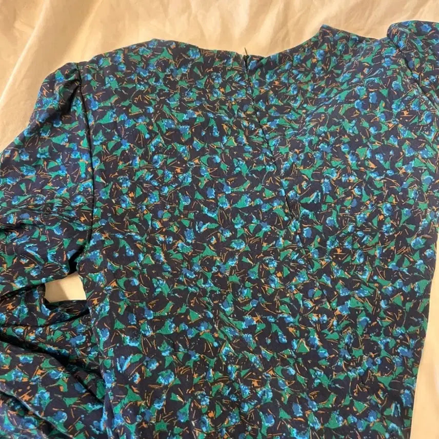 [BUNJANG] Green Floral Frill Dress (S-M) / 그린 플라워 프릴 원피스 S-M