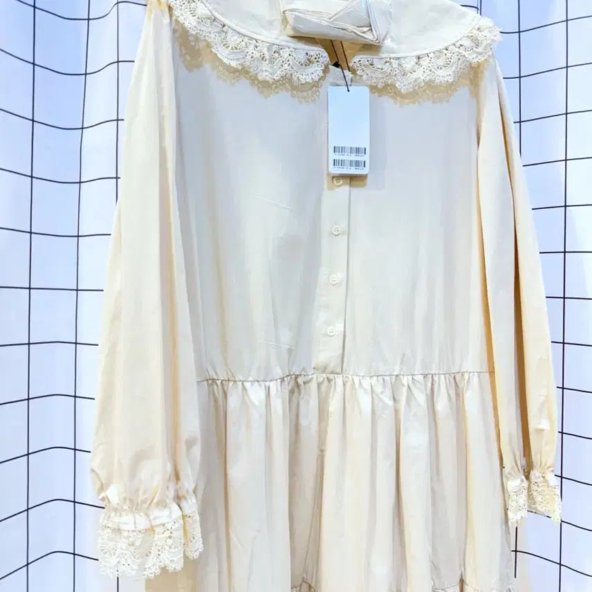 [BUNJANG] Plastic Island Lace Collar Long Dress / 새상품 풀라스틱아일랜드 레이스카라 롱원피스 택가99000