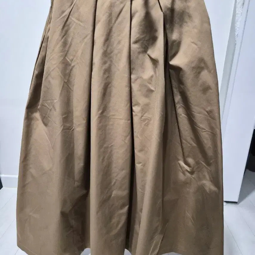 [BUNJANG] Everynana A-Line Long Skirt Beige / 에브리나나 핀턱 롱 A라인 스커트 베이지