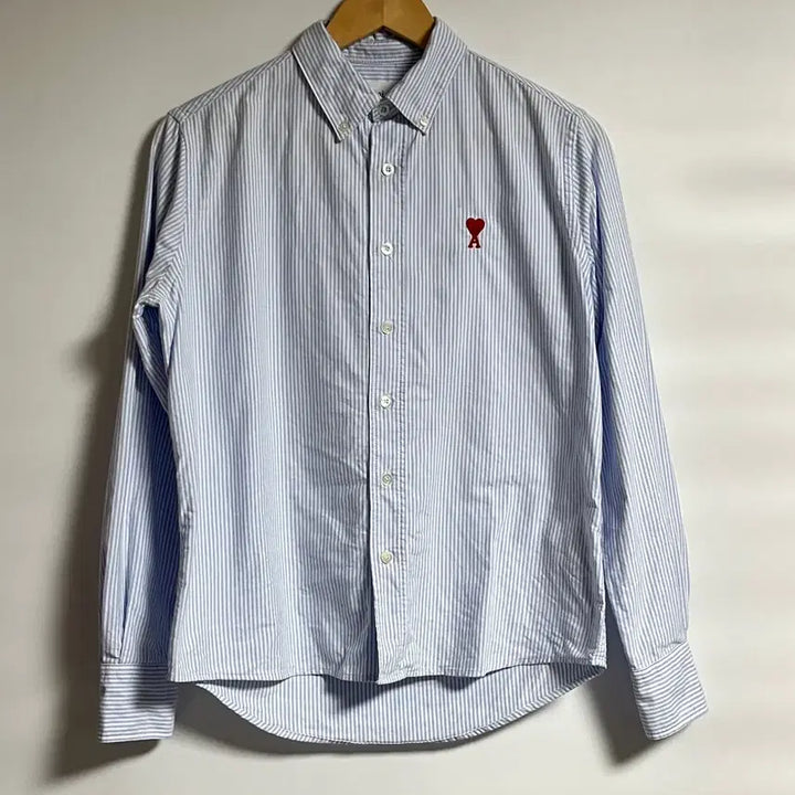 [BUNJANG] Ami Small Logo Heart Stripe Shirt / 아미 스몰로고 하트 스트라이프 서츠 남방 프리
