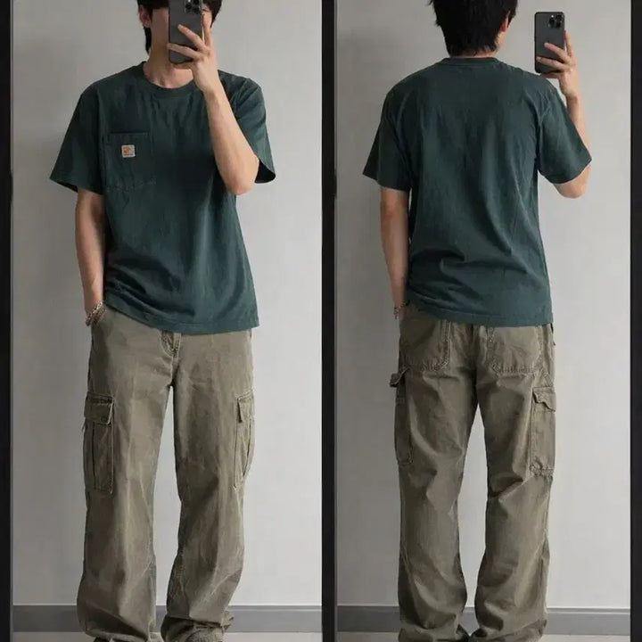 [BUNJANG] Carhartt Pocket T-shirt Dark Green / 칼하트 포켓 반팔 티셔츠 다크 그린95-100