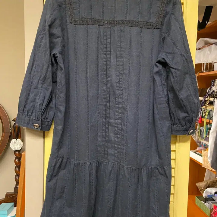 [BUNJANG] Linen Navy Dress Shirt / 린넨 원피스셔츠