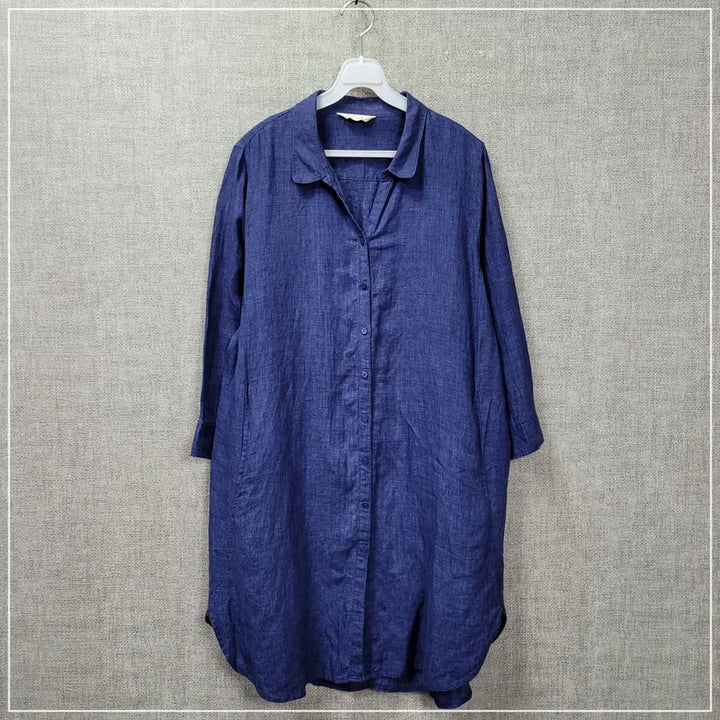 [SOLD OUT] 1206. 이새 딥블루 린넨 롱셔츠 원피스 여성