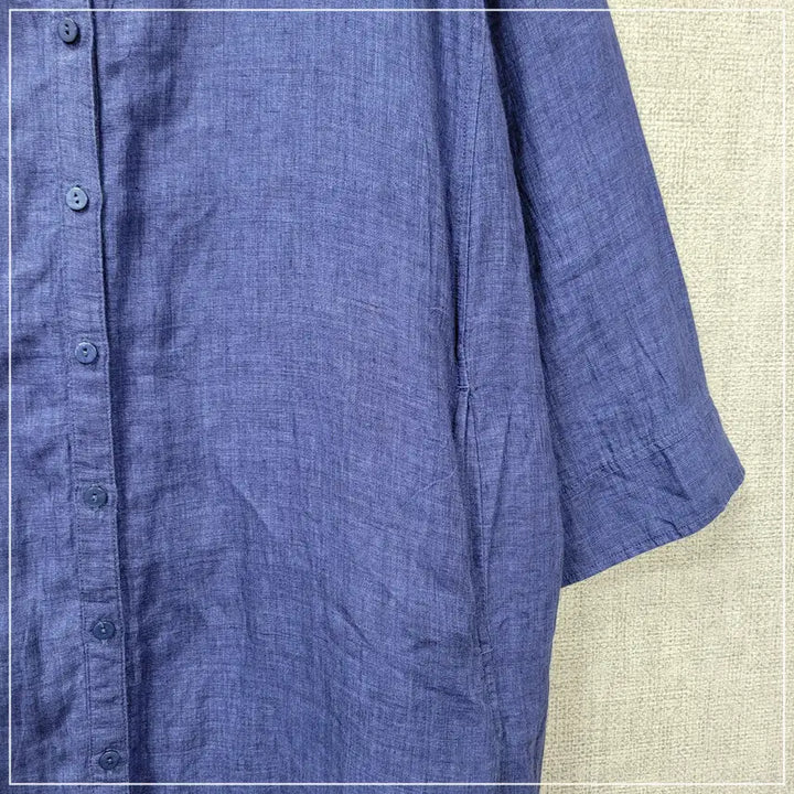 [SOLD OUT] 1206. 이새 딥블루 린넨 롱셔츠 원피스 여성