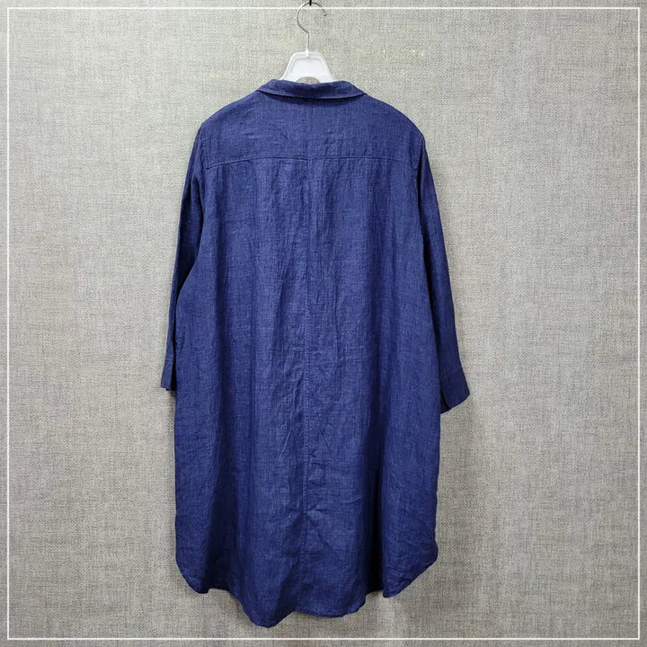 [SOLD OUT] 1206. 이새 딥블루 린넨 롱셔츠 원피스 여성