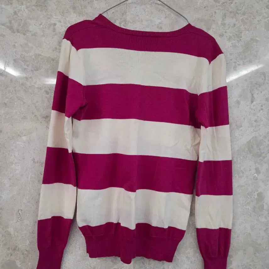 [BUNJANG] Ralph Lauren Striped V-neck Knit Sweater / 랄프로렌 스트라이프 브이넥 니트 S