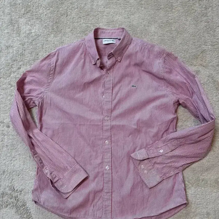 [BUNJANG] Lacoste Pink Stripe Casual Shirt / (상태초SS) 라코스테 데일리 핑크 스트라이프 셔츠 105