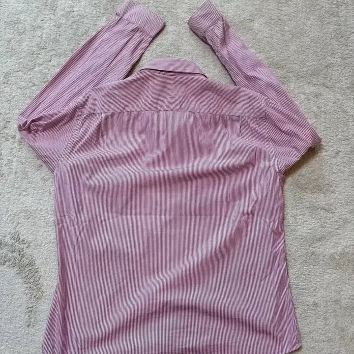 [BUNJANG] Lacoste Pink Stripe Casual Shirt / (상태초SS) 라코스테 데일리 핑크 스트라이프 셔츠 105