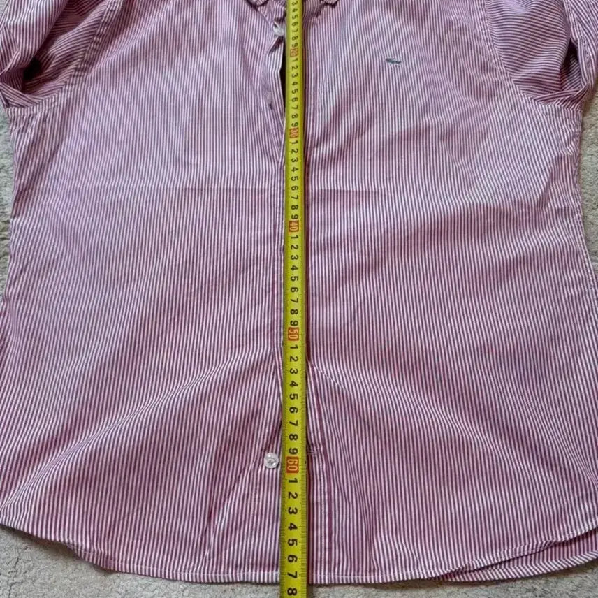 [BUNJANG] Lacoste Pink Stripe Casual Shirt / (상태초SS) 라코스테 데일리 핑크 스트라이프 셔츠 105
