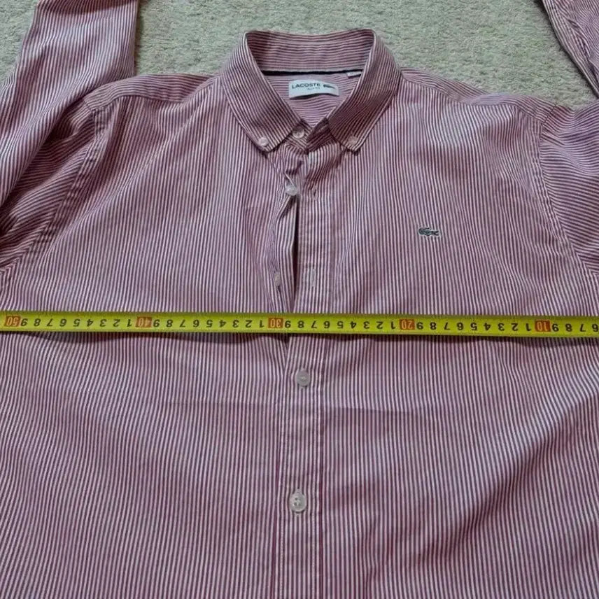 [BUNJANG] Lacoste Pink Stripe Casual Shirt / (상태초SS) 라코스테 데일리 핑크 스트라이프 셔츠 105