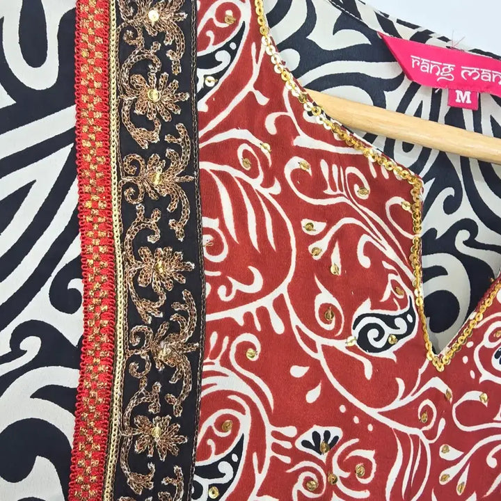 [BUNJANG] Imported Indian Embroidered Long Blouse - Size M / 인도 수입 가슴 자수 포인트 롱 블라우스 M