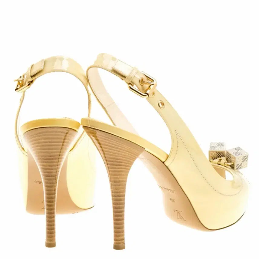 [BUNJANG] Louis Vuitton Vernis Citrine Peep-Toe Slingback Sandals / [정품][235]루이비통 시트린 베르니스 다이스 핍토 슬링백 샌들