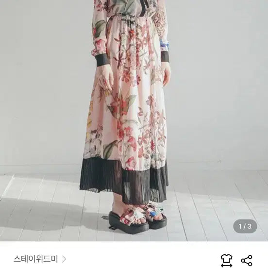 [SOLD OUT] 스테이위드미 핑크 플라워 롱 원피스