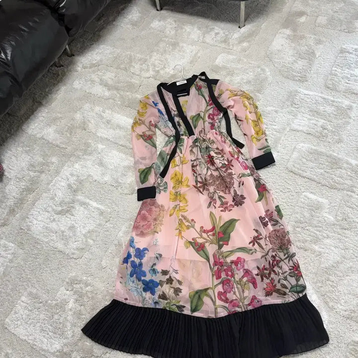 [SOLD OUT] 스테이위드미 핑크 플라워 롱 원피스