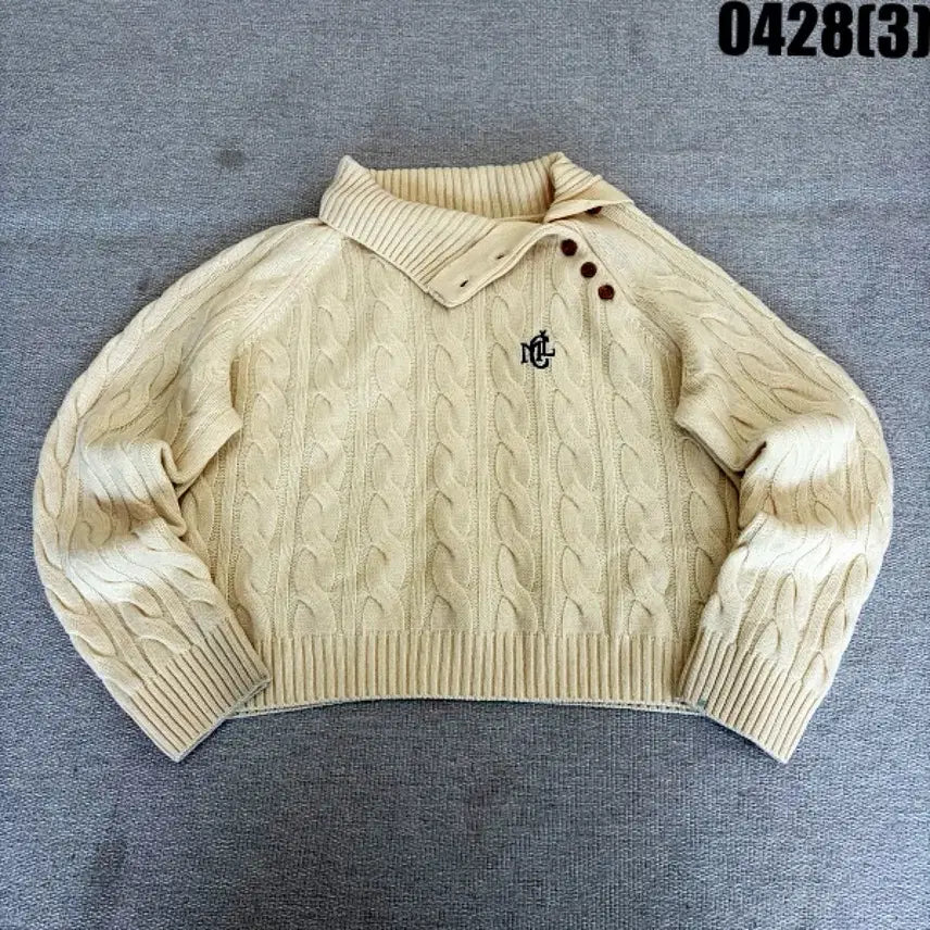 [BUNJANG] Marie Claire Cable Knit Sweater Ivory / 40 마리끌레르 케이블 니트 스웨터 아이보리  0428(3)