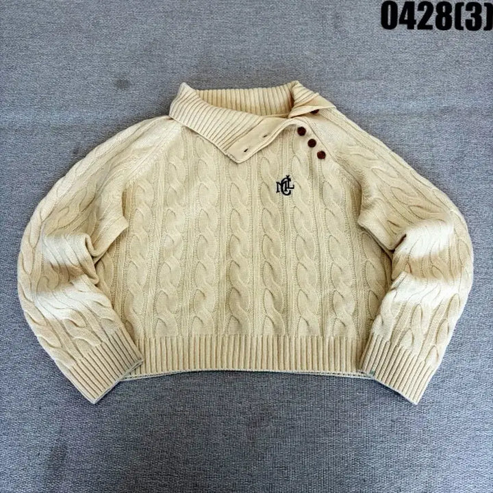 [BUNJANG] Marie Claire Cable Knit Sweater Ivory / 40 마리끌레르 케이블 니트 스웨터 아이보리  0428(3)