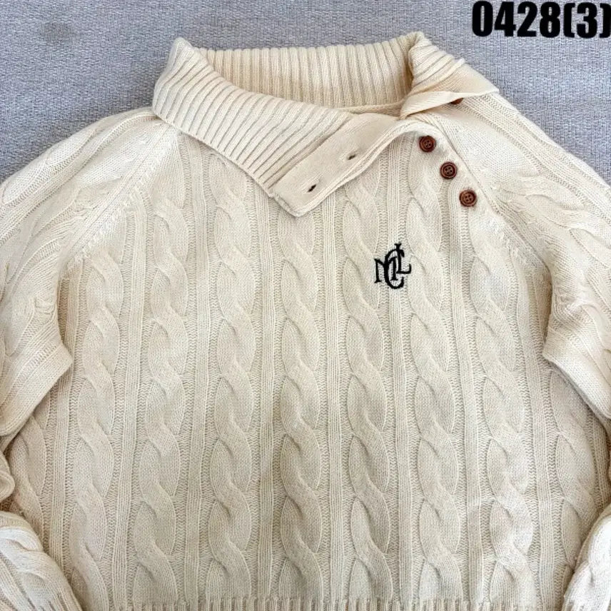 [BUNJANG] Marie Claire Cable Knit Sweater Ivory / 40 마리끌레르 케이블 니트 스웨터 아이보리  0428(3)