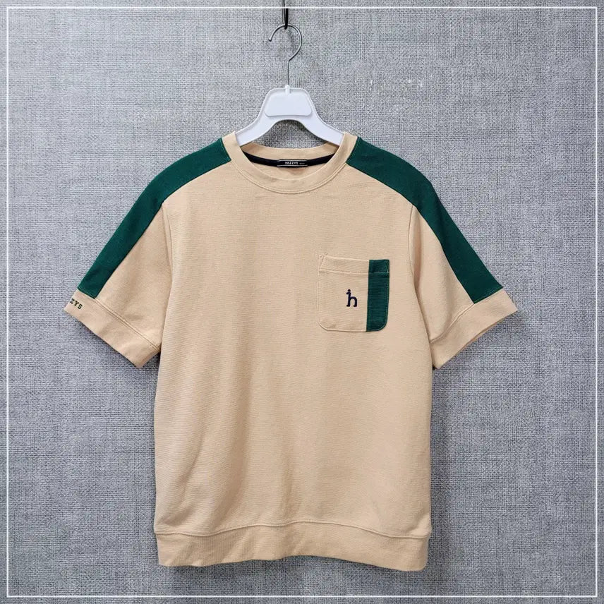 [BUNJANG] Hazzys Kids Beige Pocket T-shirt / 1216. 해지스 베이지 가슴포켓반팔 키즈155