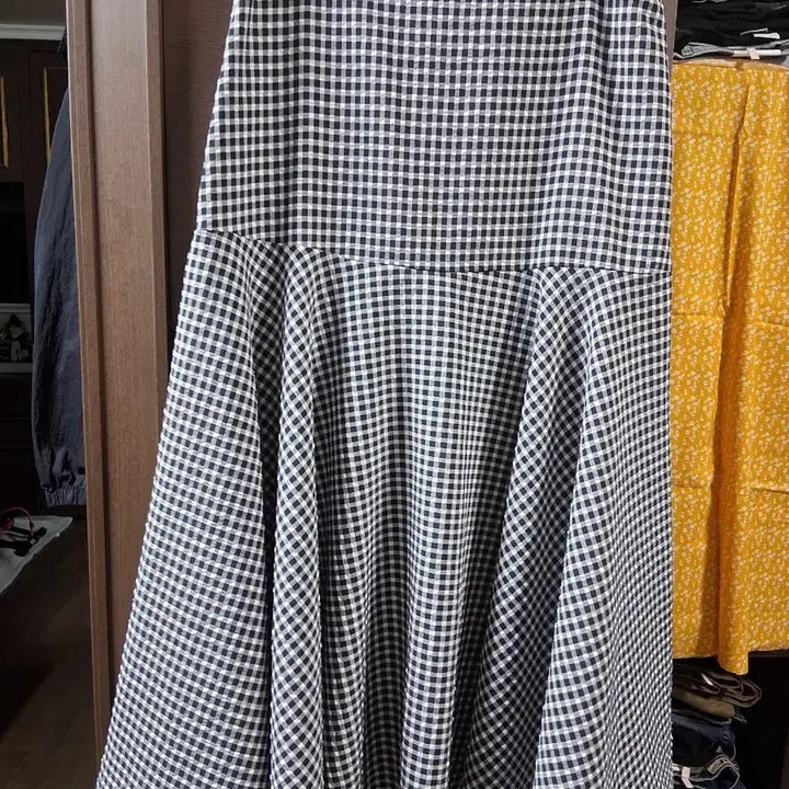 [BUNJANG] Checkered Flare Long Skirt / 체크 플레어 롱 스커트(프리)