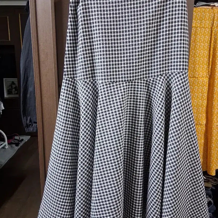 [BUNJANG] Checkered Flare Long Skirt / 체크 플레어 롱 스커트(프리)