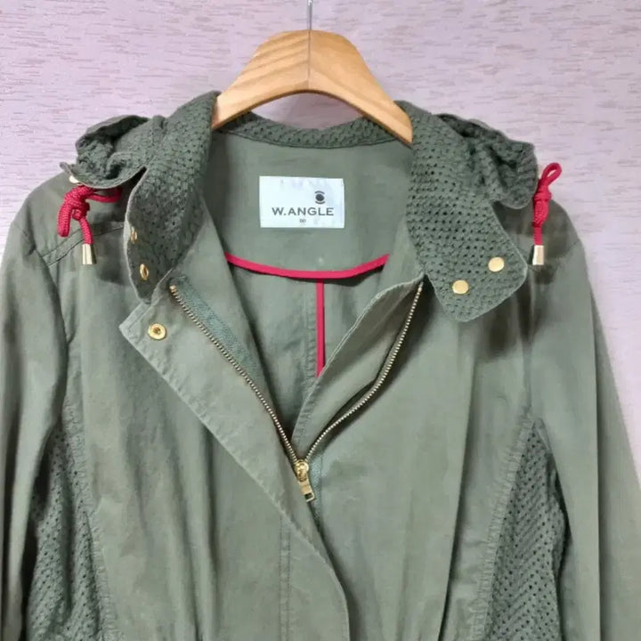 [BUNJANG] Wide Angle Khaki Zip-up Hooded Long Jacket / B4-29/와이드앵글 허리끈조절 카키 집업후드 롱자켓 여성