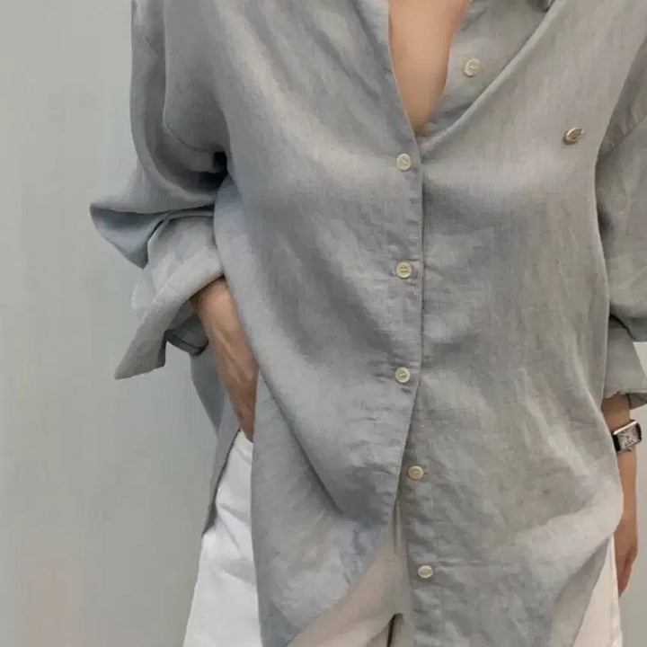 [BUNJANG] Silver &amp; Gray Pendant Shirt / 새제품  팬던트  실버&amp;그레이 셔츠