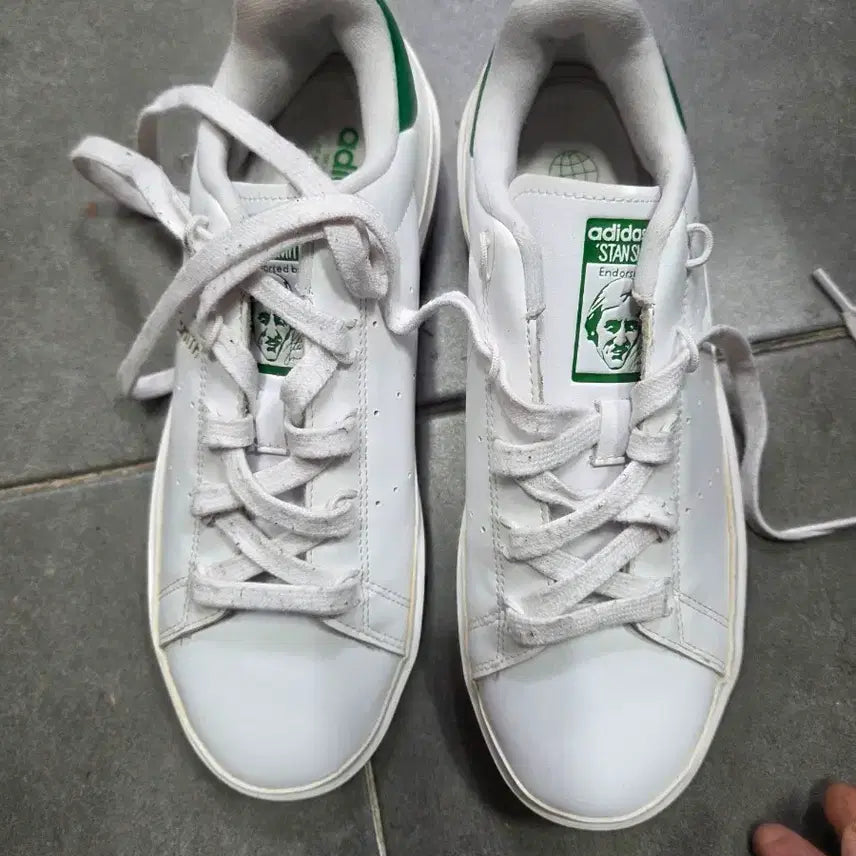 [BUNJANG] Adidas Stan Smith White Green Sneakers / 아디다스 스탠스미스 화이트 그린 운동화270