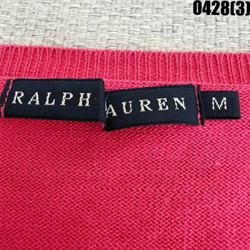 [BUNJANG] Ralph Lauren Pink V-Neck Knit Sweater / 랄프로렌 핑크 V넥 니트 M  0428(3)