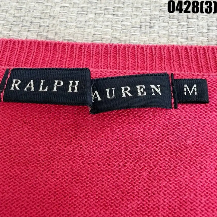 [BUNJANG] Ralph Lauren Pink V-Neck Knit Sweater / 랄프로렌 핑크 V넥 니트 M  0428(3)