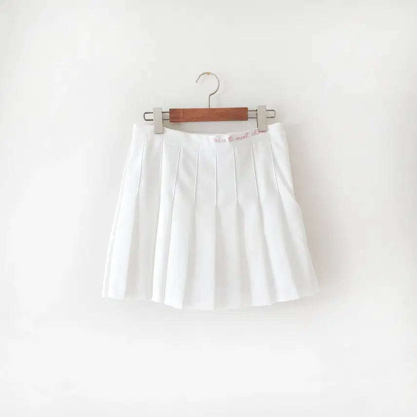 [SOLD OUT] 화이트 레터링 플리츠 테니스 스커트(속바지있음) M