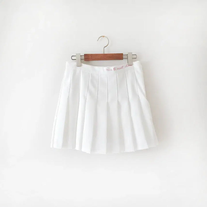 [SOLD OUT] 화이트 레터링 플리츠 테니스 스커트(속바지있음) M