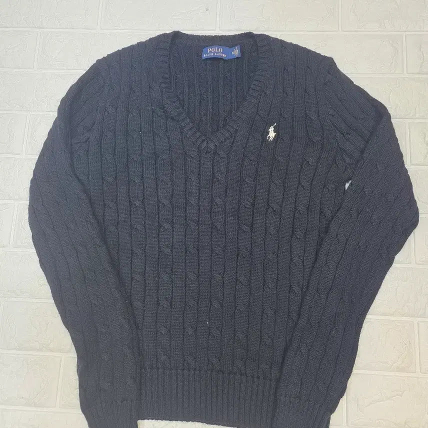 [BUNJANG] Polo Ralph Lauren Black V-neck Knit Sweater / 폴로 랄프로렌 블랙 브이넥 니트