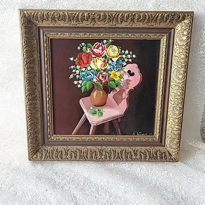 [BUNJANG] Vintage Floral Oil Painting Wood Frame / 빈티지 플라워 유화 우드프레임