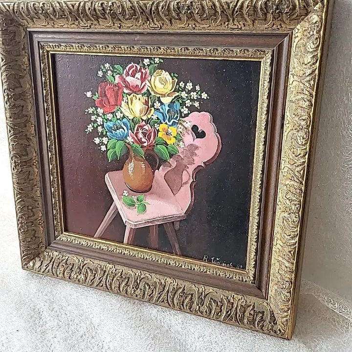 [BUNJANG] Vintage Floral Oil Painting Wood Frame / 빈티지 플라워 유화 우드프레임