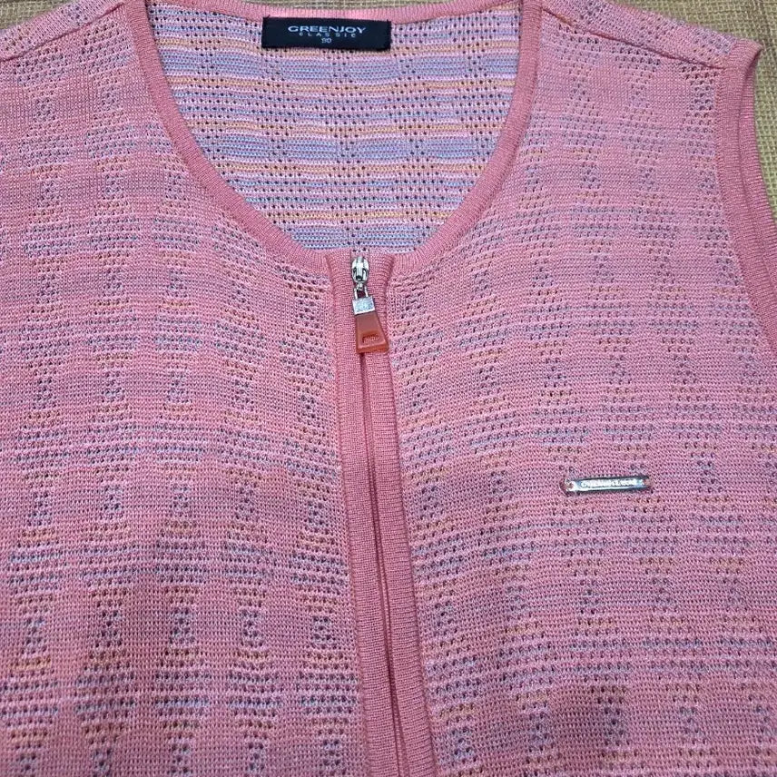 [BUNJANG] GREENJOY Pink Knit Vest Zip-Up / GREENJOY 핑크 니트 조끼 집업