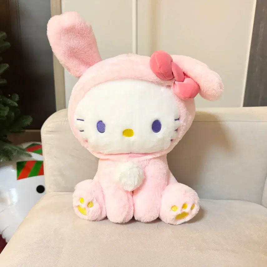 [BUNJANG] Hello Kitty Rabbit Costume Plush Doll / 헬로키티 힐링 래빗 토끼 코스튬 핑크 새상품