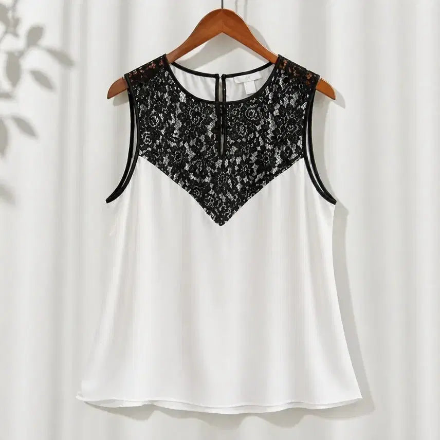 [BUNJANG] H&amp;M Lace Blouse - Sleeveless Summer Blouse / H&amp;M 레이스 블라우스 / 민소매 / 여름 블라우스