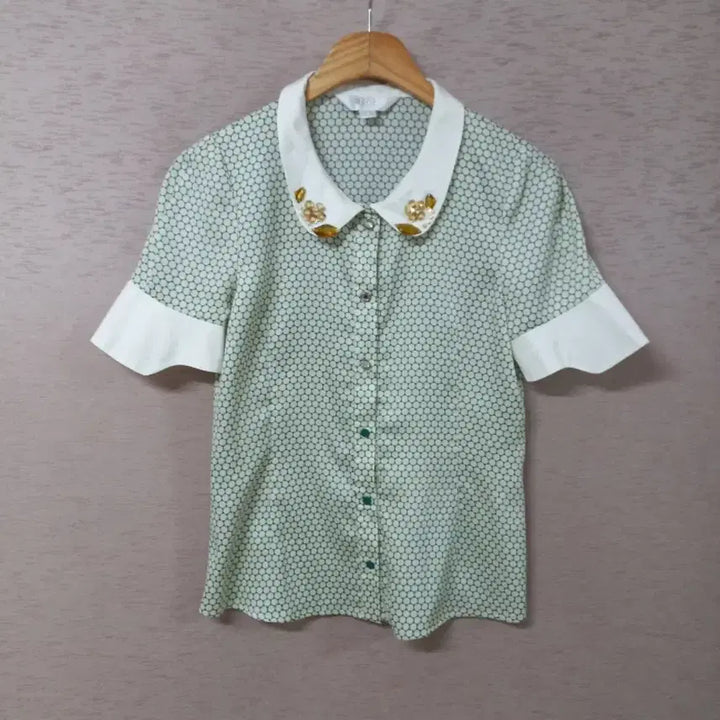 [BUNJANG] Jill by Jill Stuart Pattern Blouse for Women / B4-29/질바이질스튜어트 카라장식 패턴 블라우스  여성
