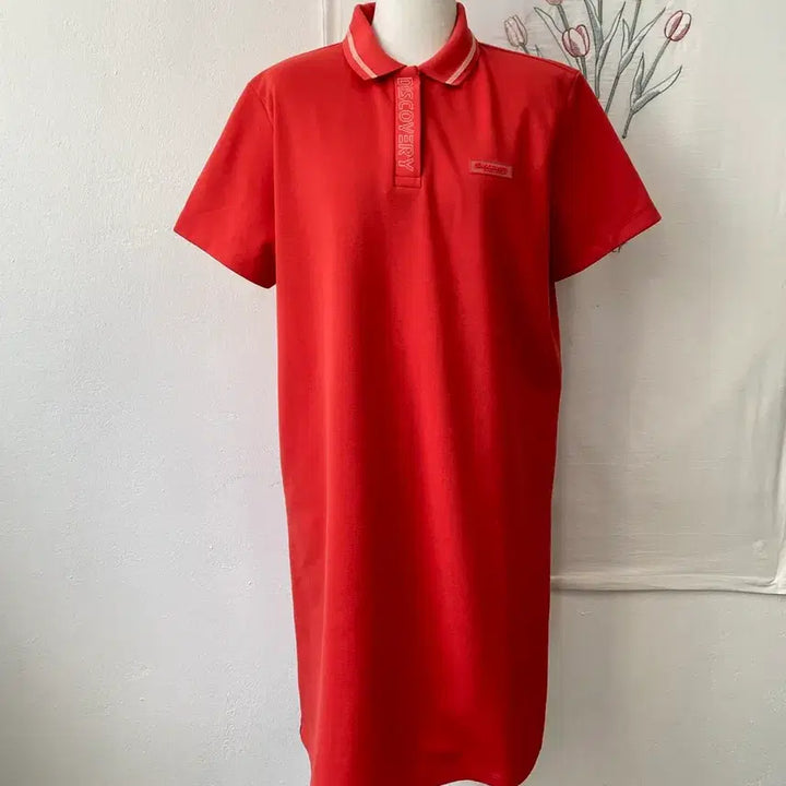 [BUNJANG] Discovery Expedition Red Polo Dress / 1회착용- 디스커버리 익스페디션의 레드 컬러 폴로 원피스