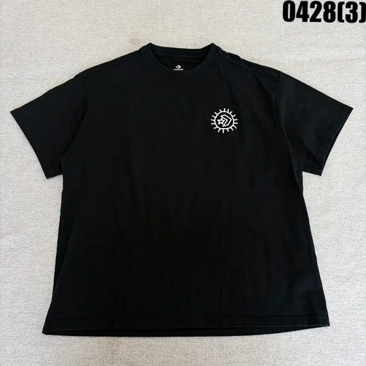 [BUNJANG] Converse Black Printed T-shirt (Size 95) / 컨버스 블랙 반팔 티셔츠 프린팅  95 0428(3)
