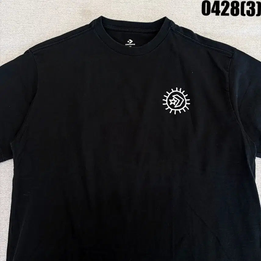 [BUNJANG] Converse Black Printed T-shirt (Size 95) / 컨버스 블랙 반팔 티셔츠 프린팅  95 0428(3)