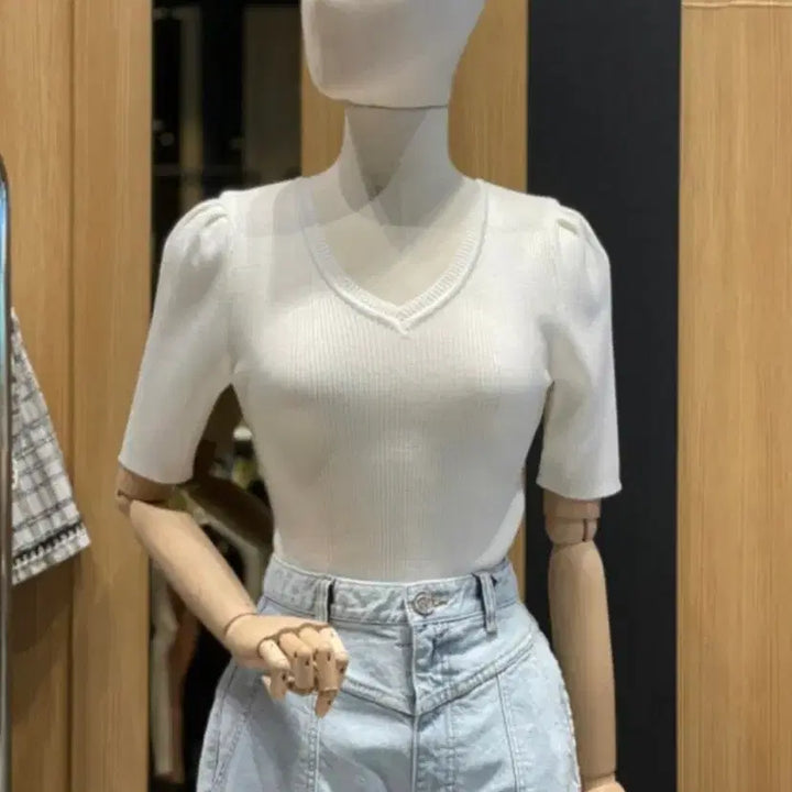 [BUNJANG] Egoist V-Neck Puff T-Shirt / 에고이스트 브이넥 퍼프 니트
