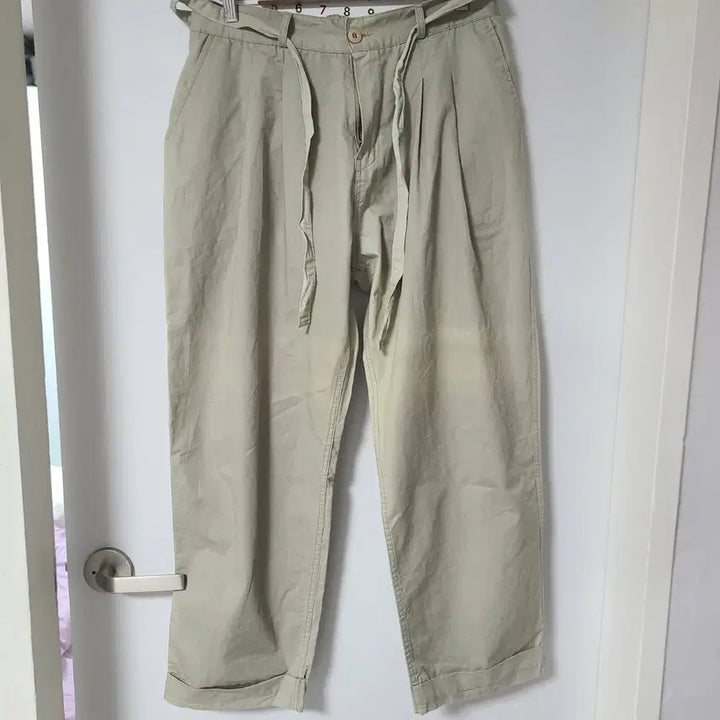 [BUNJANG] Chino Bending Two-Tuck Wide Cotton Pants / 치노 밴딩 투턱 스트링 와이드 면 팬츠