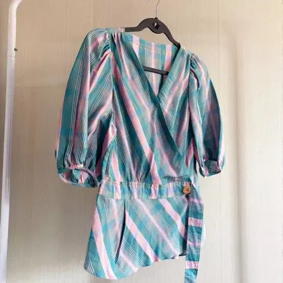 [BUNJANG] DEWL Stripe Wrap Blouse / DEWL 듀엘 랩 블라우스