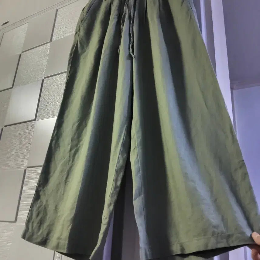 [BUNJANG] Khaki Linen Wide Pants / 카키색 린넨 와이드 팬츠