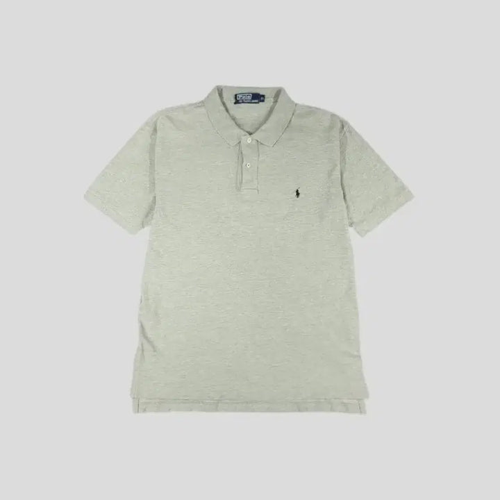 [BUNJANG] Polo Ralph Lauren Doosan 00s Gray Black Pony Half Button Collar PK T-Shirt / 폴로랄프로렌 두산 00s 그레이 블랙포니 하프버튼 카라넥 PK 피케 반팔